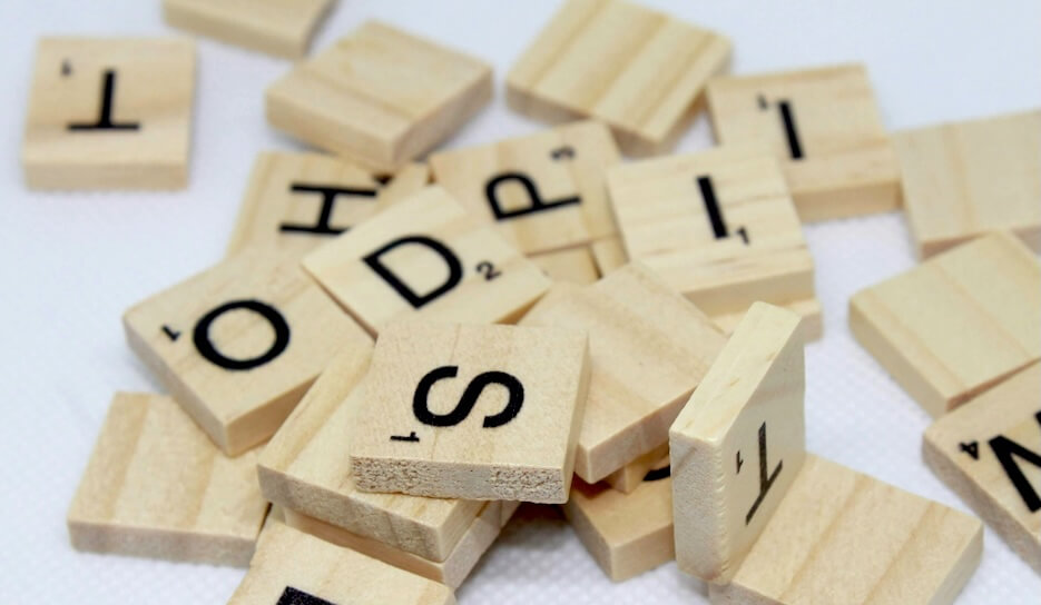 Image of scrabble tiles (symbolising clean language in coaching)