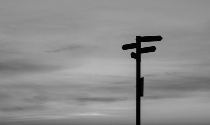 Image of a signpost. Accompanies a blog post about mindfulness.